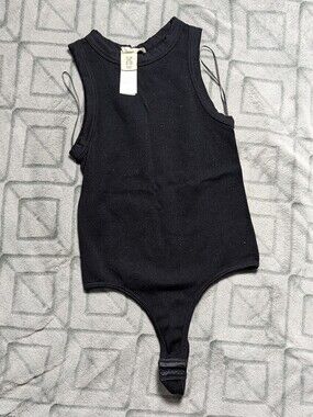 Black Sleeveless Ribbed Bodysuit - Women's Fitted Tank